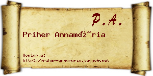 Priher Annamária névjegykártya
